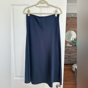 J. Crew Navy Satin Midi Skirt